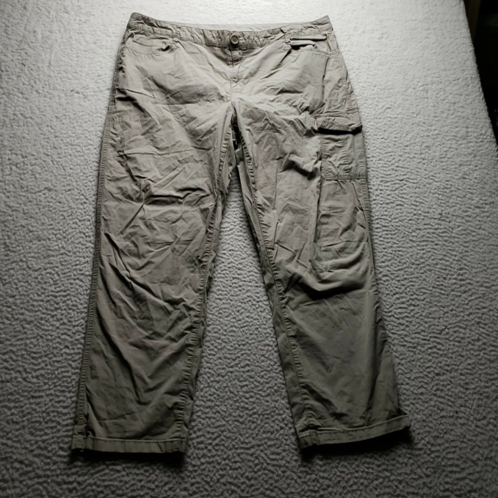DKNY Jeans Cargo Pants Womens 18W Beige Twill Relaxed Stretch Pockets Casual